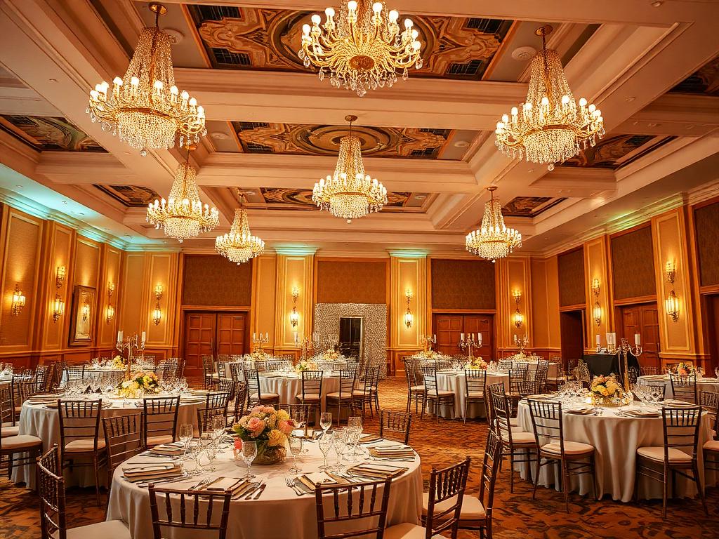 Salão elegante com lustres para eventos